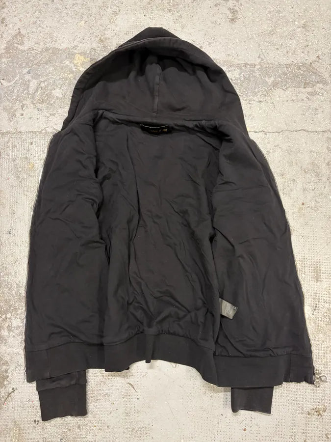 2015 Balmain H&M Black Padded Leather Hybrid Zip-up Sweatshirt GFmjdxU 6