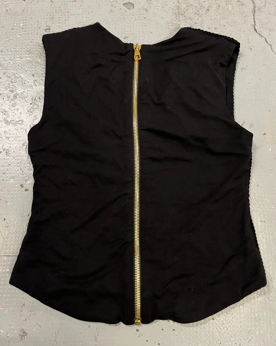 2015 Balmain H&M Gold-Beaded Black Tank Top jZzrQLl 8