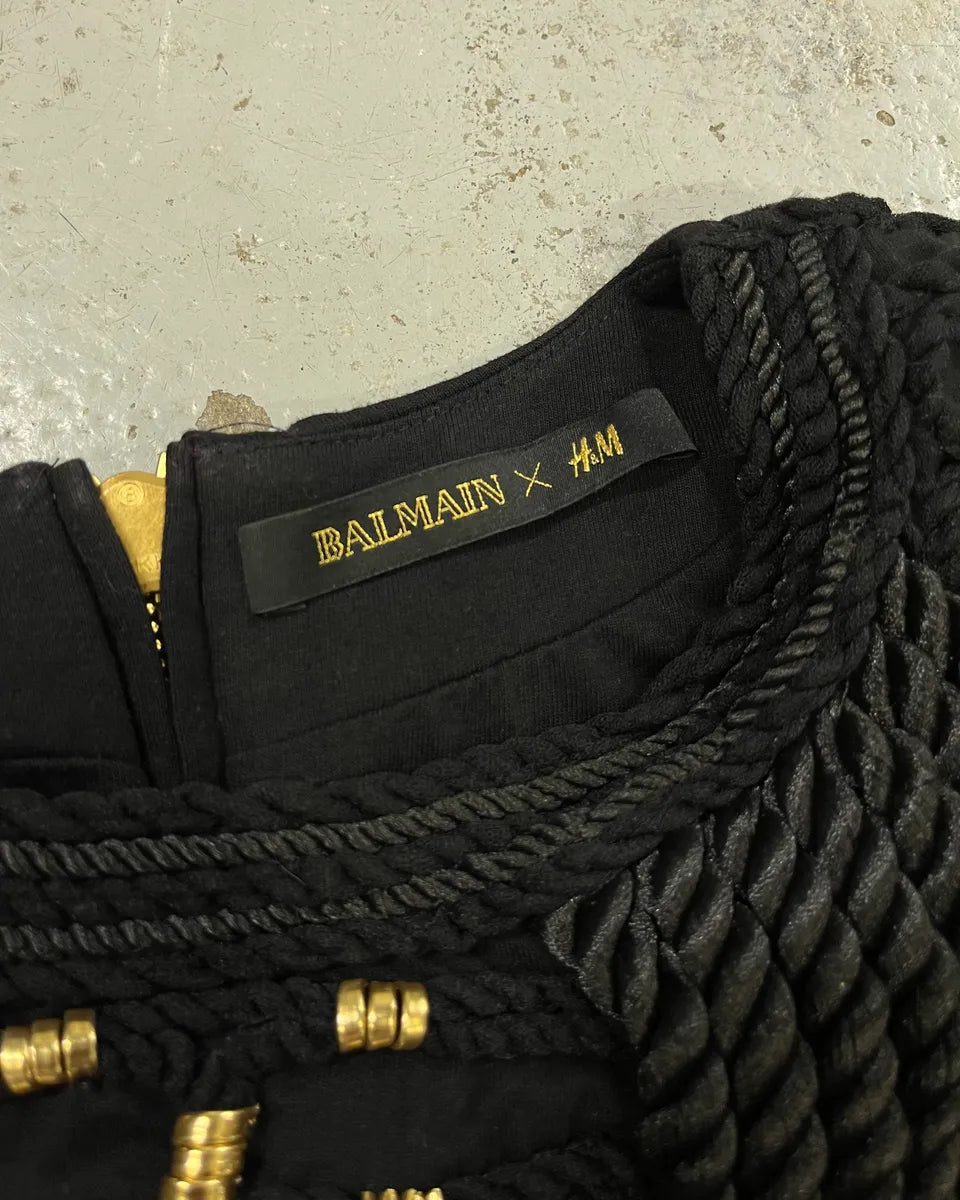 2015 Balmain H&M Gold-Beaded Black Tank Top jZzrQLl 9