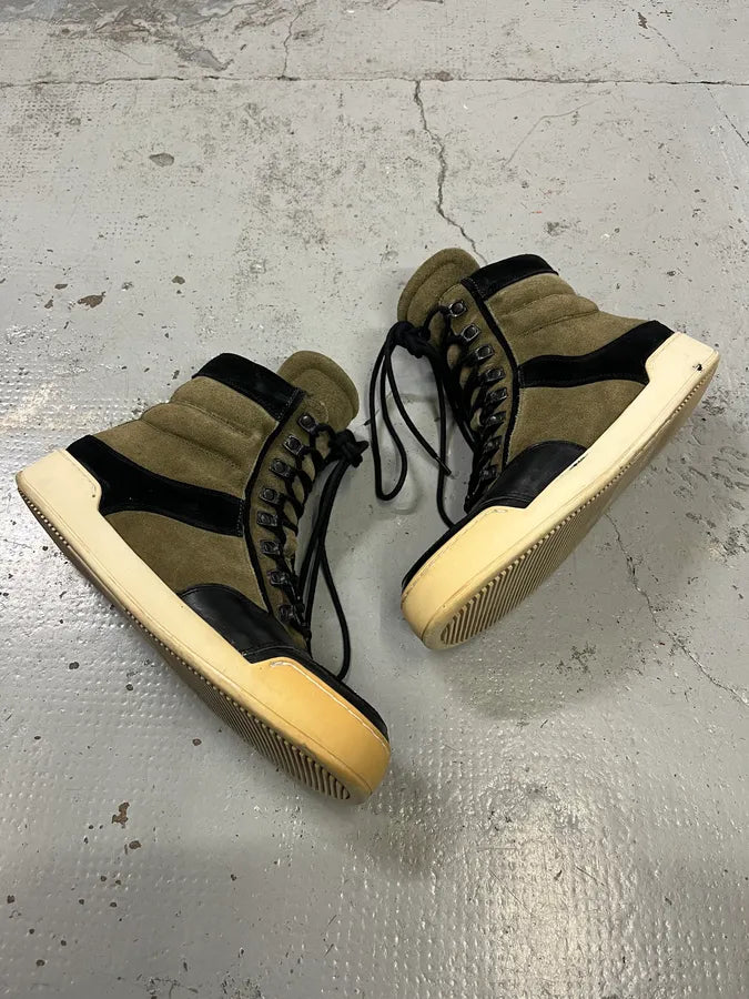 2015 Balmain H&M Khaki Suede Lace-Up Sneakers cIxLSXg 1