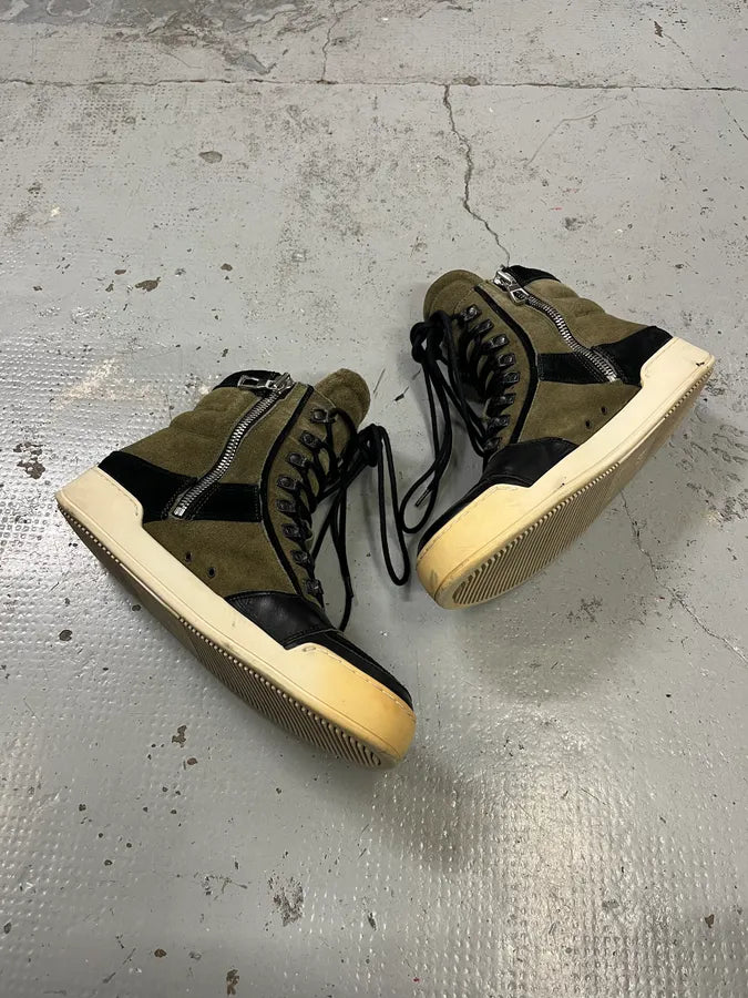 2015 Balmain H&M Khaki Suede Lace-Up Sneakers cIxLSXg 2