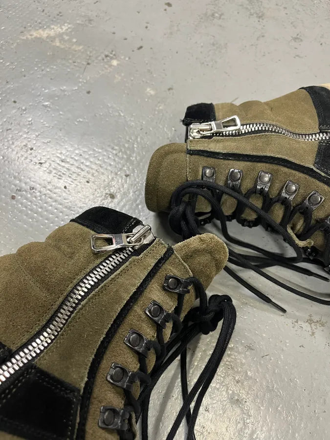 2015 Balmain H&M Khaki Suede Lace-Up Sneakers cIxLSXg 3