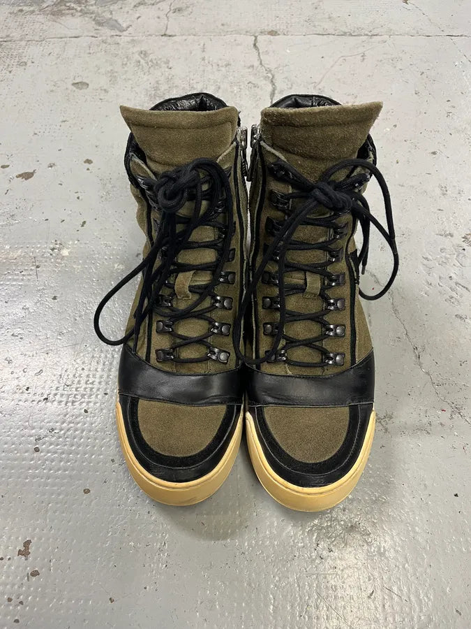 2015 Balmain H&M Khaki Suede Lace-Up Sneakers cIxLSXg 4