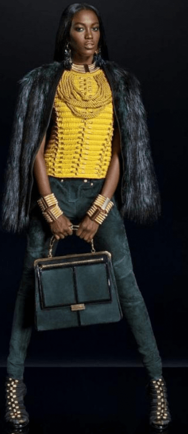 2015 Balmain H&M Mustard Yellow Rope-Embellished Top ZkFaHzz 1