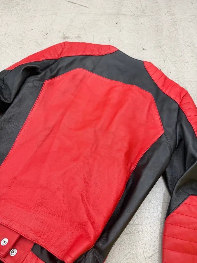 2015 Balmain H&M Red Leather Perfecto Biker Jacket NFHIecE 8
