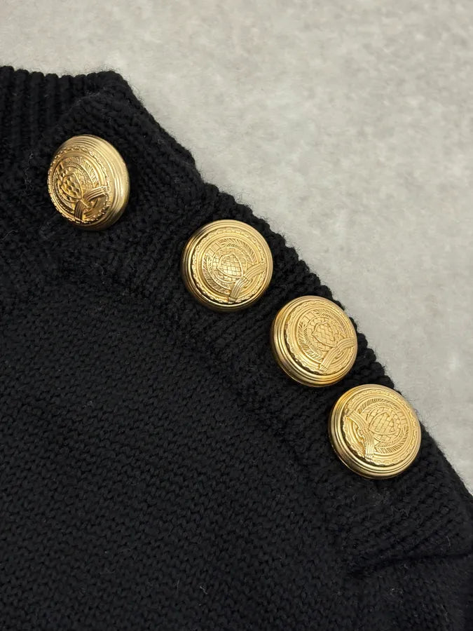 2015 Balmain H&M Striped Signature Buttoned Sweater DfWmgXu 8