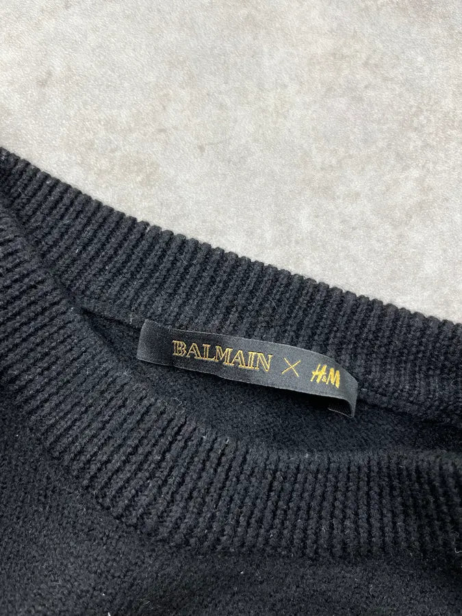 2015 Balmain H&M Striped Signature Buttoned Sweater ipBqStP 8