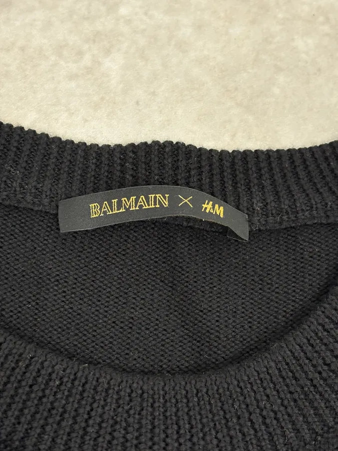2015 Balmain H&M Striped Signature Buttoned Sweater HTIbXrP 9