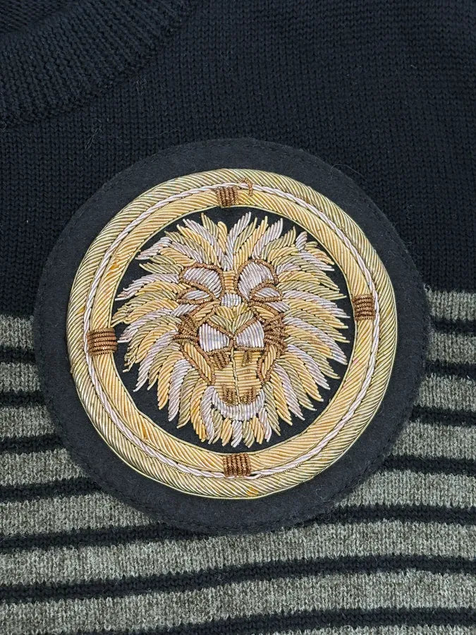 2015 Balmain H&M Striped Signature Buttoned Sweater HTIbXrP 7