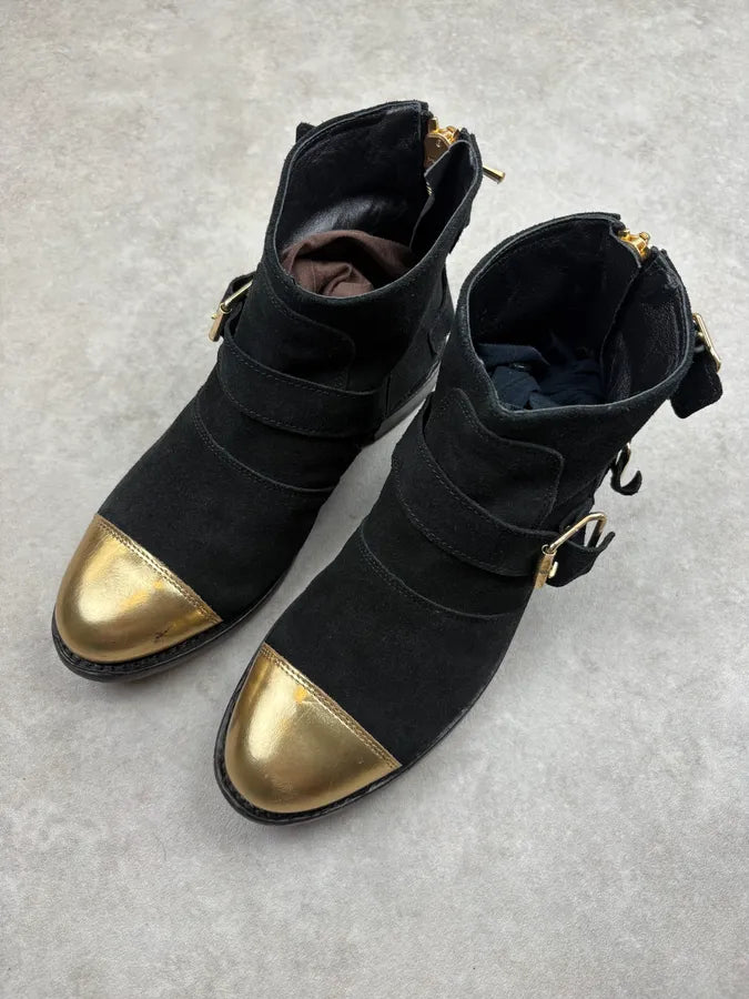 2015 Balmain x H&M Buckle Strap Boots Designed by Olivier Rousteing LaVAXtq 2