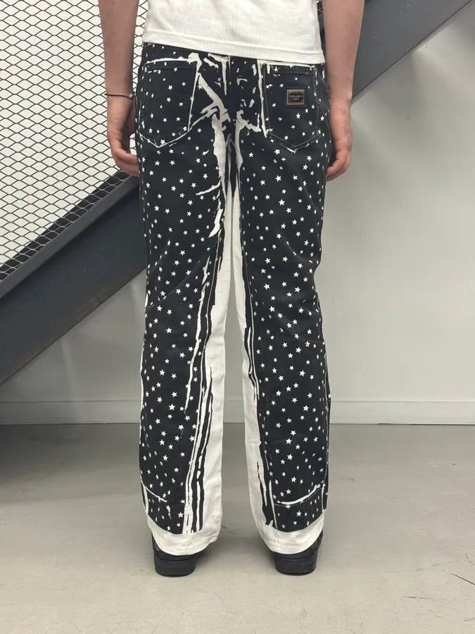 2010s Dolce & Gabbana Black & White Trompe LOeil Star Print Jeans QhNUdwc 3
