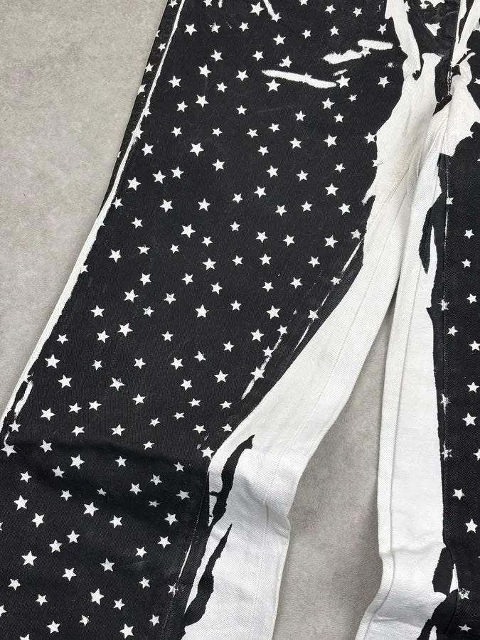 2010s Dolce & Gabbana Black & White Trompe LOeil Star Print Jeans QhNUdwc 8