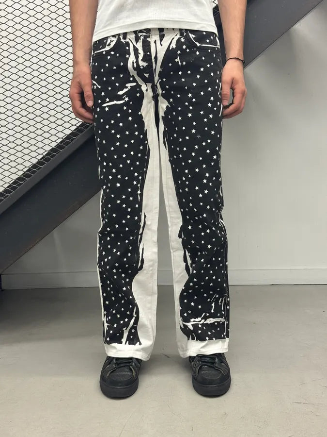 2010s Dolce & Gabbana Black & White Trompe LOeil Star Print Jeans QhNUdwc 1
