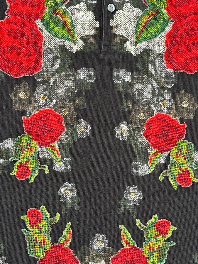 2010s Dolce & Gabbana Black Polo Cotton Floral Embroidered  AMDqKuG 7