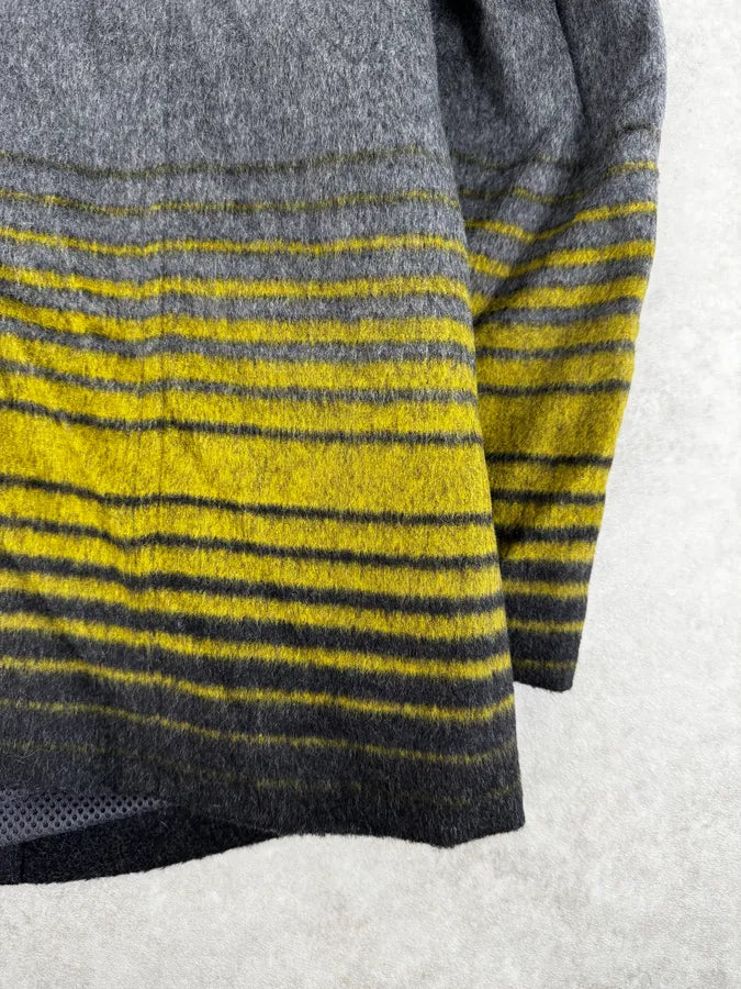 FW2013 Emporio Armani Grey Gradient Striped Yellow Duffle Coat iNDxgDA 10