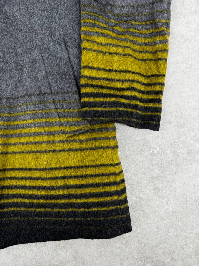 FW2013 Emporio Armani Grey Gradient Striped Yellow Duffle Coat iNDxgDA 8