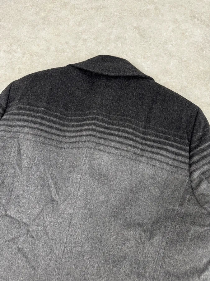 FW2013 Emporio Armani Grey Gradient Striped Yellow Duffle Coat iNDxgDA 6