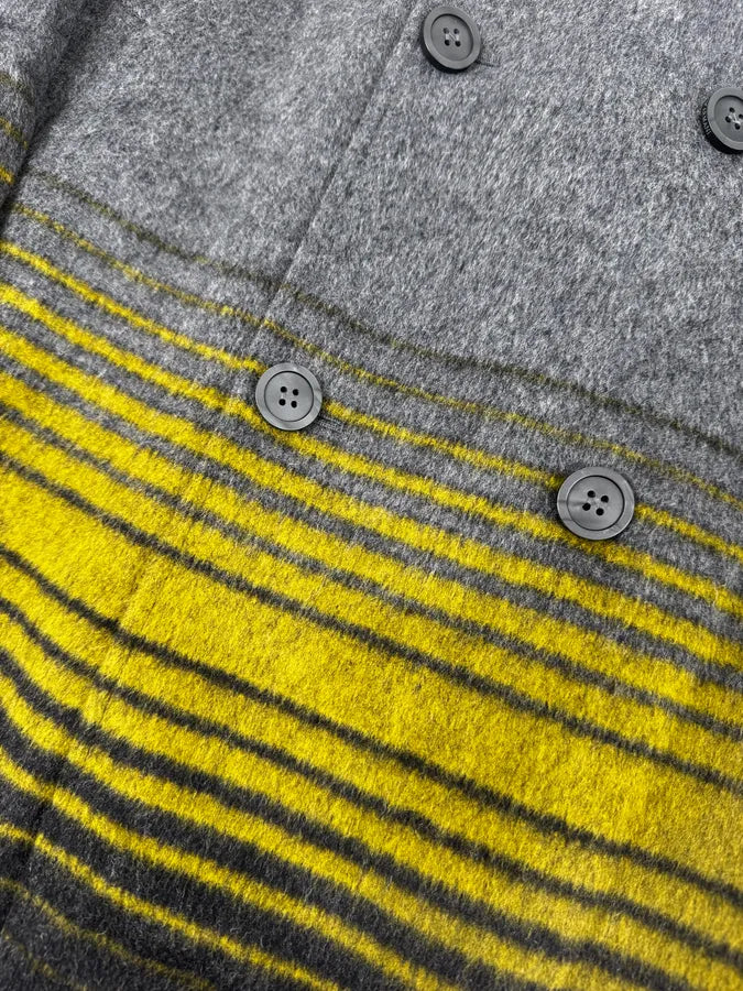 FW2013 Emporio Armani Grey Gradient Striped Yellow Duffle Coat iNDxgDA 9
