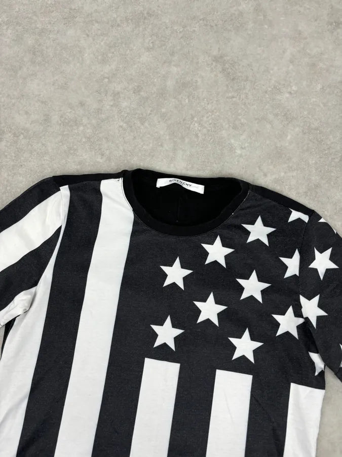 SS2015 Givenchy Black Cotton American Flag Striped T-Shirt eEdweMR 3