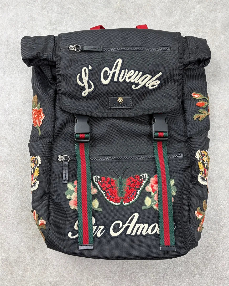 2016 Gucci Black Embroided Backpack by Alessandro Michele iilBrtB 0