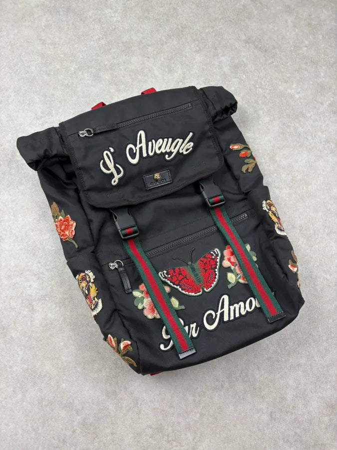 2016 Gucci Black Embroided Backpack by Alessandro Michele iilBrtB 3