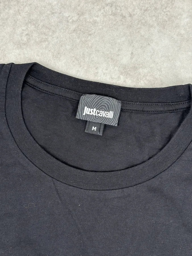 SS2016 Cavalli Black Cotton Graphic Lip Smoke Cigarette T-Shirt dgiNPXn 7