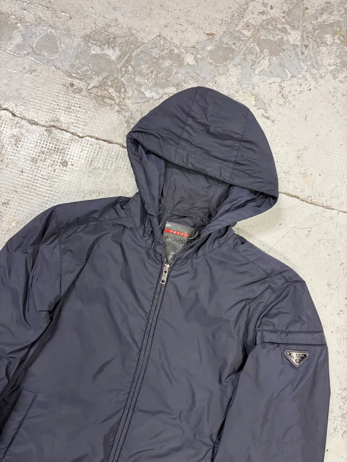 SS2016 Prada Navy Nylon Hooded Windbreaker Jacket ciNabNq 3