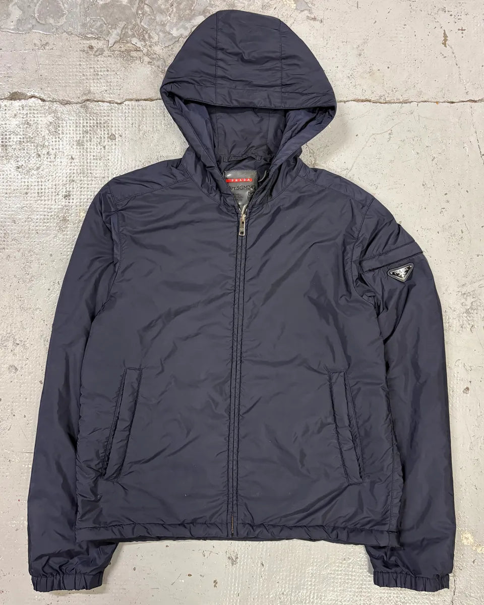 SS2016 Prada Navy Nylon Hooded Windbreaker Jacket ciNabNq 0