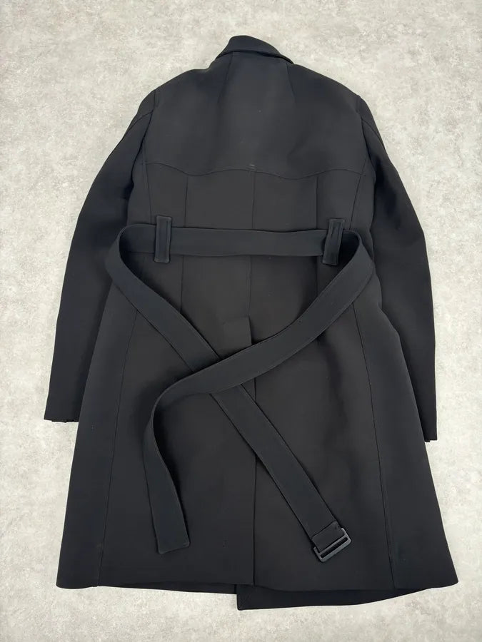 AW2016 Rick Owens Black Wool Belted Coat VXrrriU 1