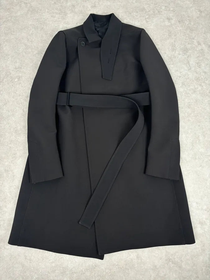 AW2016 Rick Owens Black Wool Belted Coat VXrrriU 0