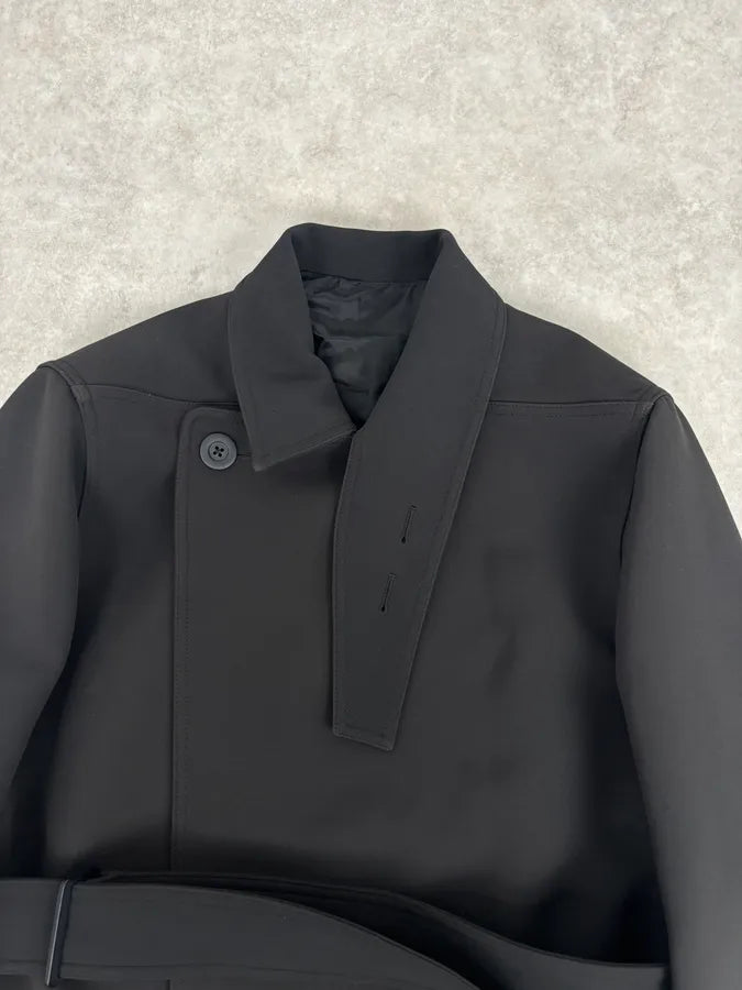 AW2016 Rick Owens Black Wool Belted Coat VXrrriU 4