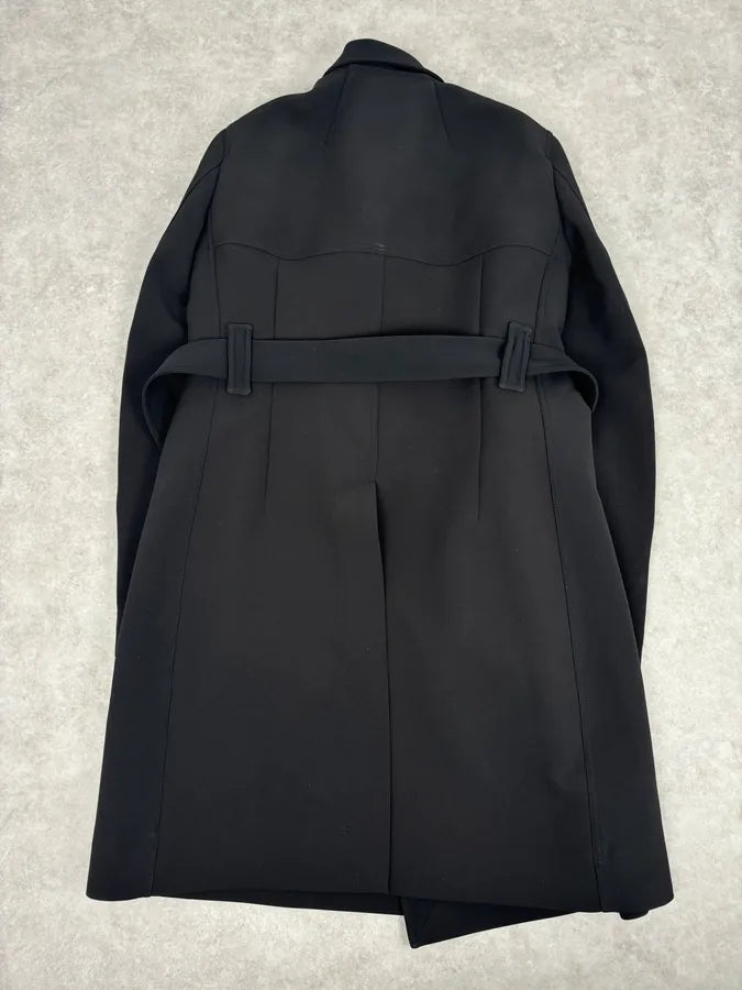 AW2016 Rick Owens Black Wool Belted Coat VXrrriU 5