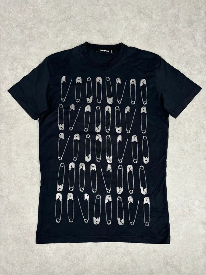 SS2017 Dsquared2 Black Safety Pin Print T-Shirt czJXmUN 0