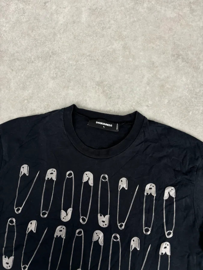 SS2017 Dsquared2 Black Safety Pin Print T-Shirt czJXmUN 3