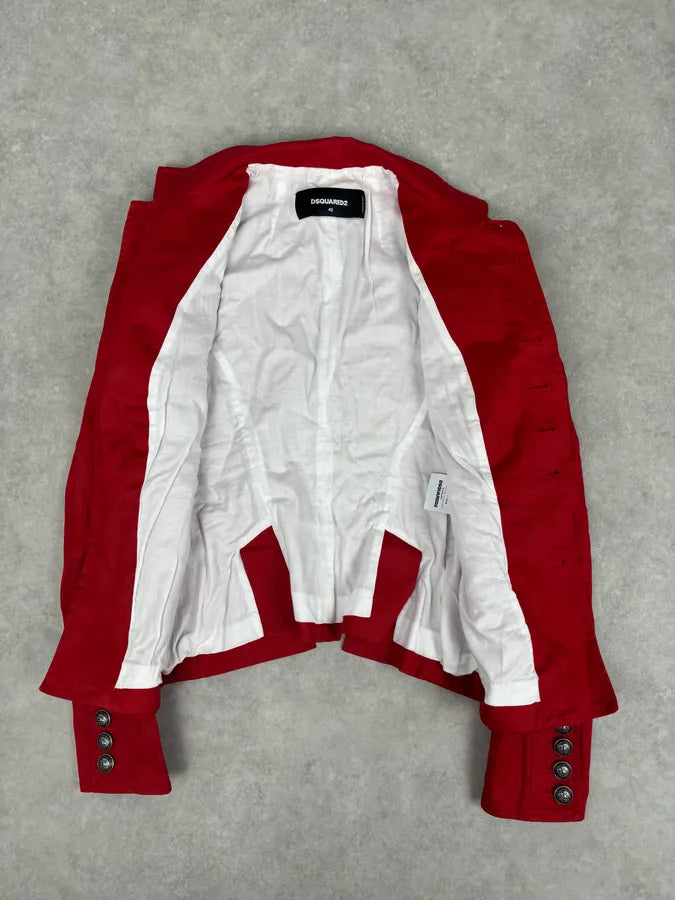 SS2017 Dsquared2 Red Buttoned Blazer Officer Jacket bSLykLM 6