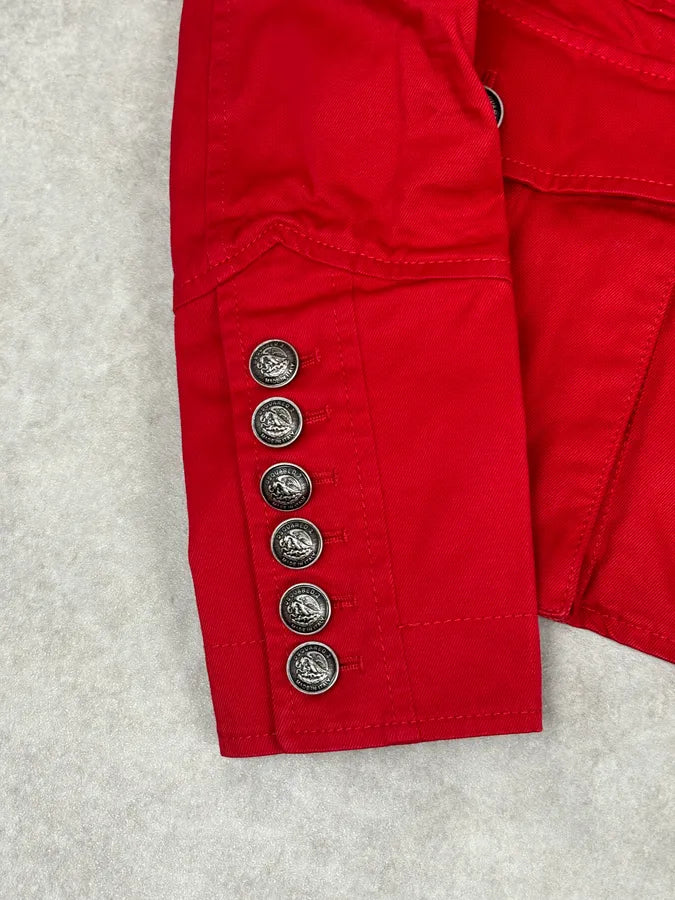 SS2017 Dsquared2 Red Buttoned Blazer Officer Jacket bSLykLM 7