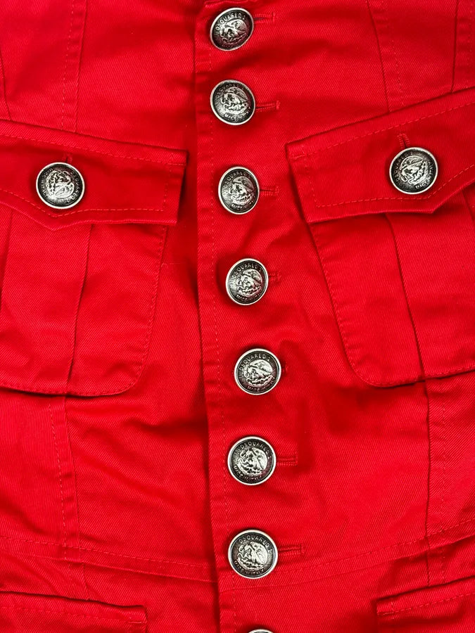 SS2017 Dsquared2 Red Buttoned Blazer Officer Jacket bSLykLM 8