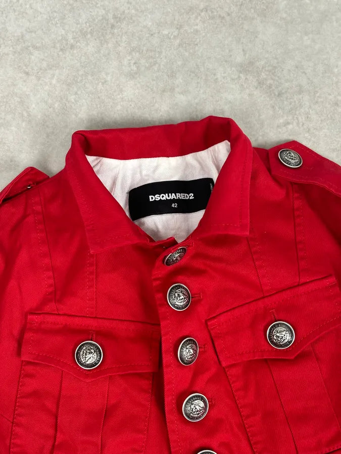 SS2017 Dsquared2 Red Buttoned Blazer Officer Jacket bSLykLM 9