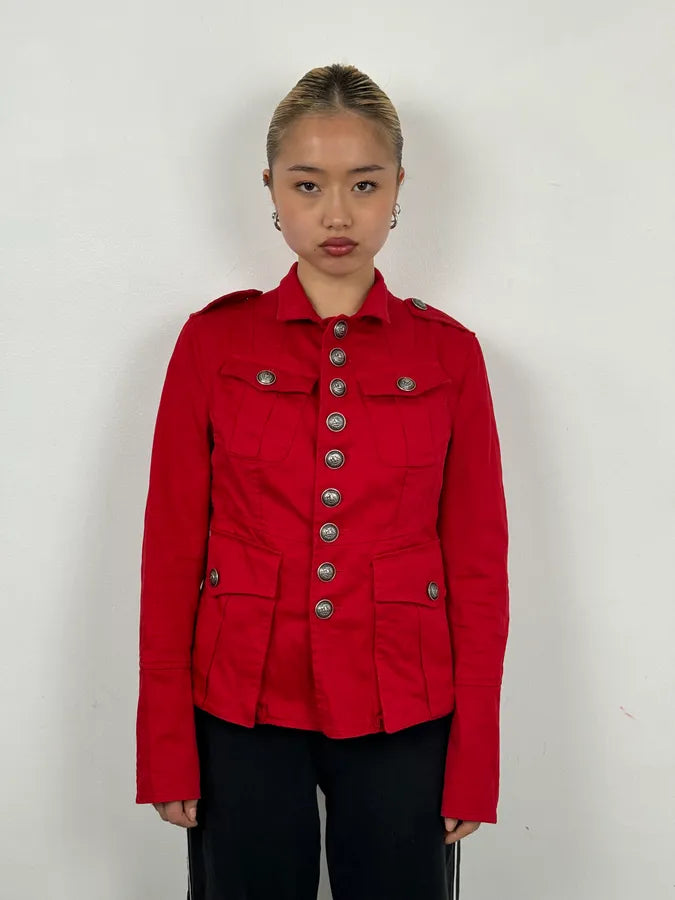 SS2017 Dsquared2 Red Buttoned Blazer Officer Jacket bSLykLM 1