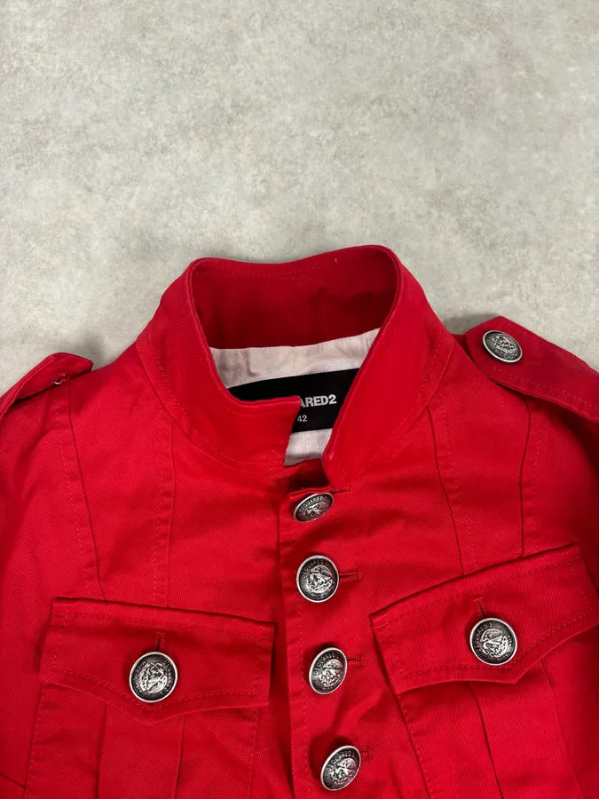 SS2017 Dsquared2 Red Buttoned Blazer Officer Jacket bSLykLM 3