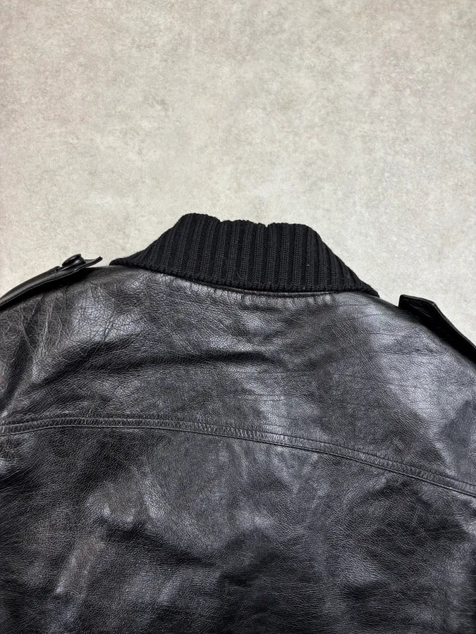 AW2017 Saint Laurent Black Leather Moto Leather Jacket YSRwdIQ 6