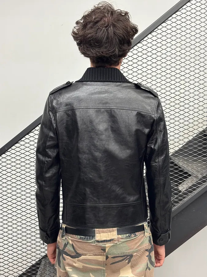 AW2017 Saint Laurent Black Leather Moto Leather Jacket YSRwdIQ 2
