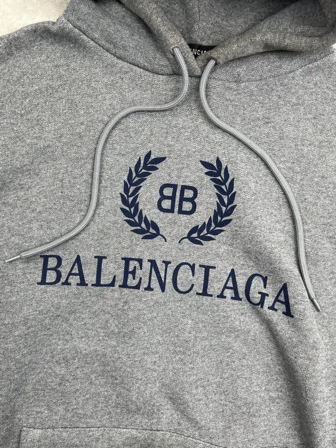 AW2018 Balenciaga BB Crest Grey Hoodie qjEwkvT 7