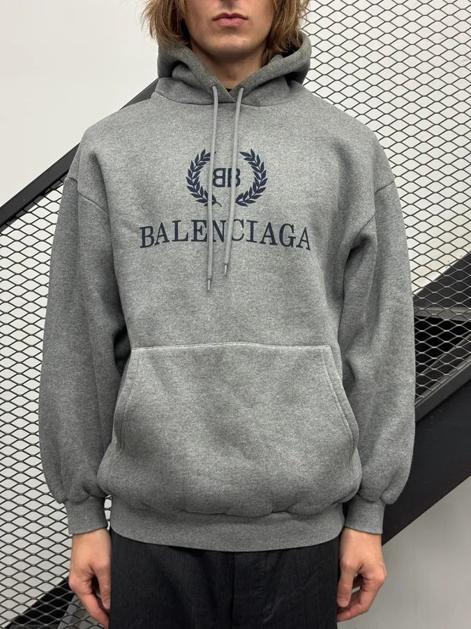 AW2018 Balenciaga BB Crest Grey Hoodie qjEwkvT 0