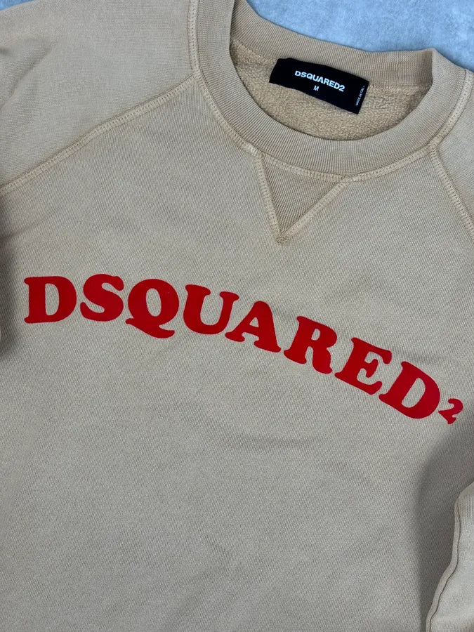 AW2018 Dsquared2 Beige Red Writing Crewneck Sweater  wNgdeef 6