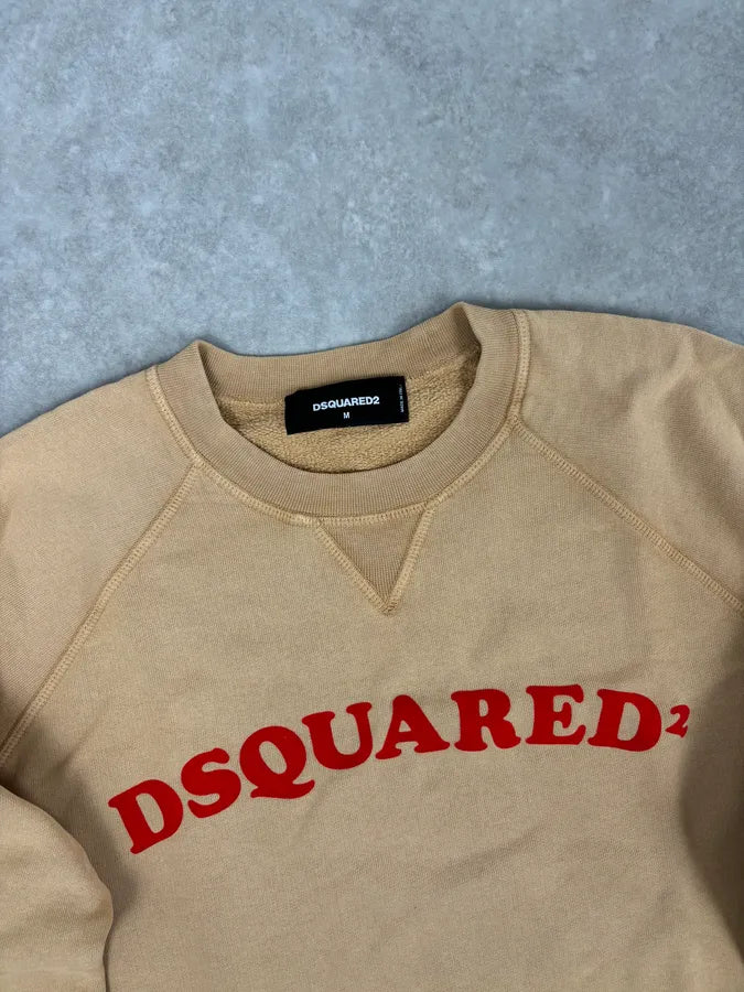 AW2018 Dsquared2 Beige Red Writing Crewneck Sweater  wNgdeef 3