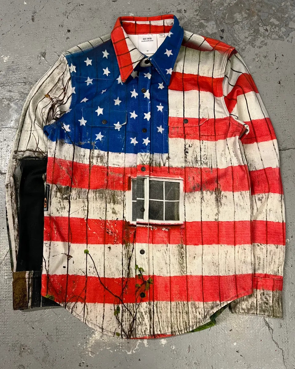 2018 Raf Simons for Calvin Klein USA Flag Est 1978 Shirt QDSFgOH 0