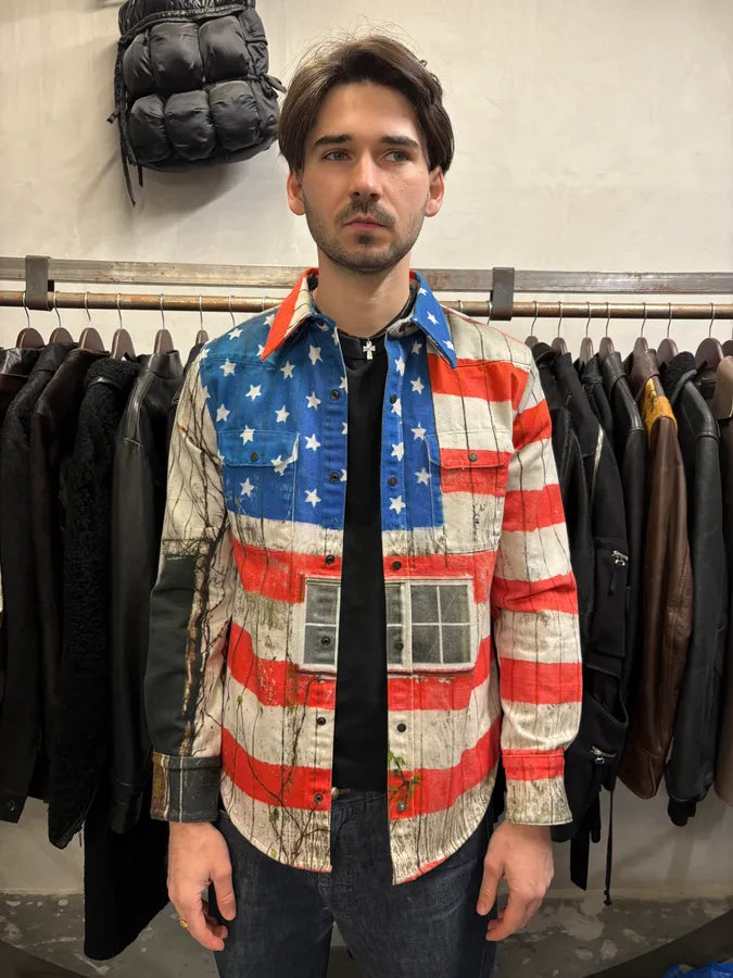 2018 Raf Simons for Calvin Klein USA Flag Est 1978 Shirt QDSFgOH 1