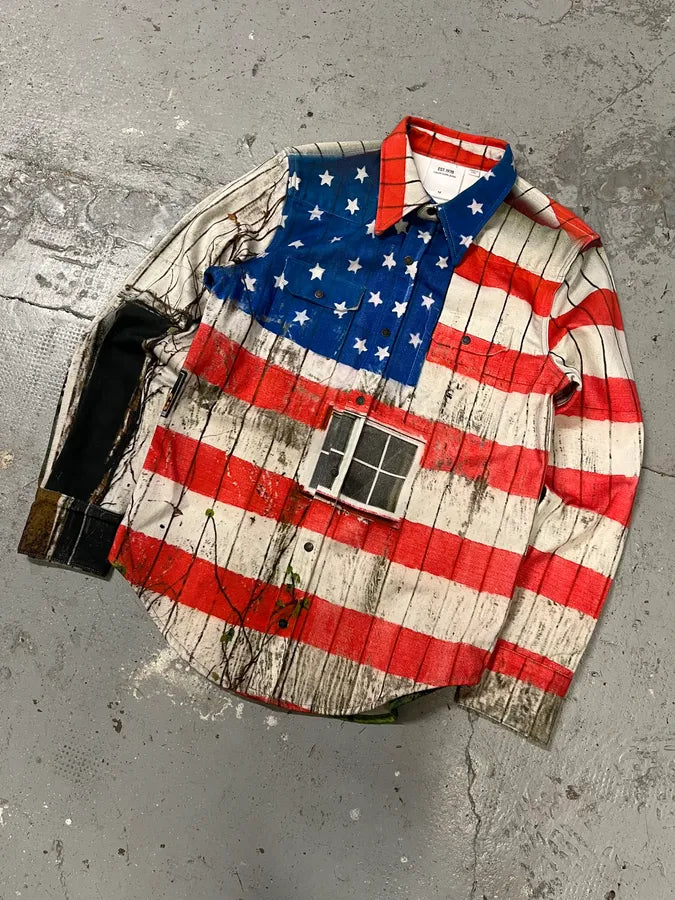 2018 Raf Simons for Calvin Klein USA Flag Est 1978 Shirt QDSFgOH 4