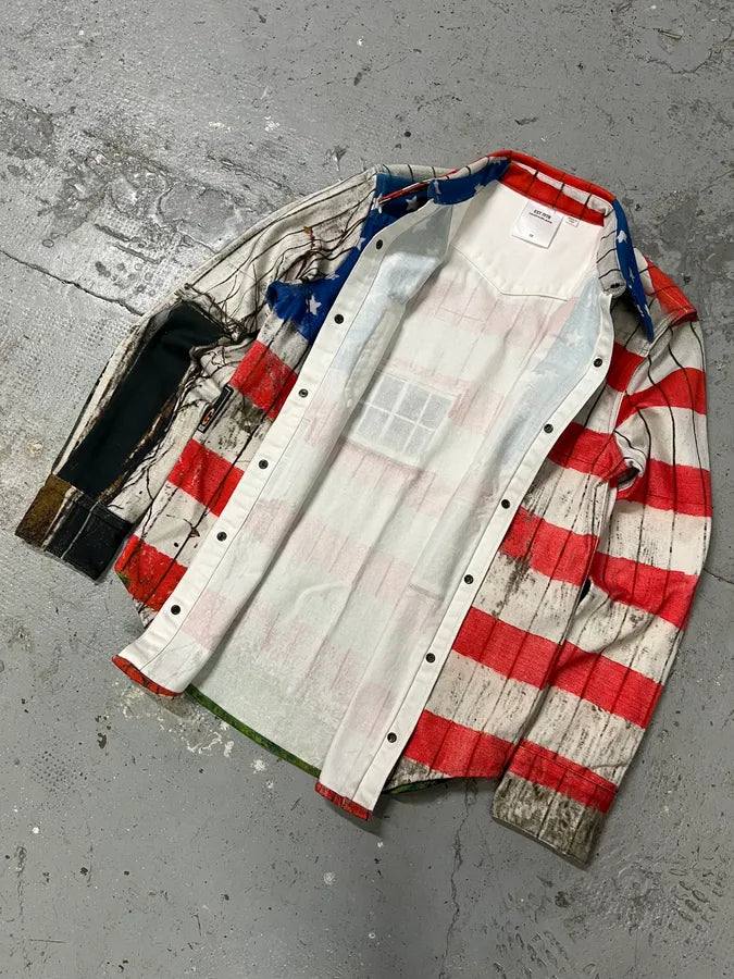 2018 Raf Simons for Calvin Klein USA Flag Est 1978 Shirt QDSFgOH 5